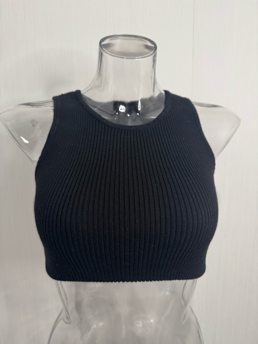 ESSENTIALS Sweater Ribbed Tank Crop Top Bra. Black. Small. No flaws.